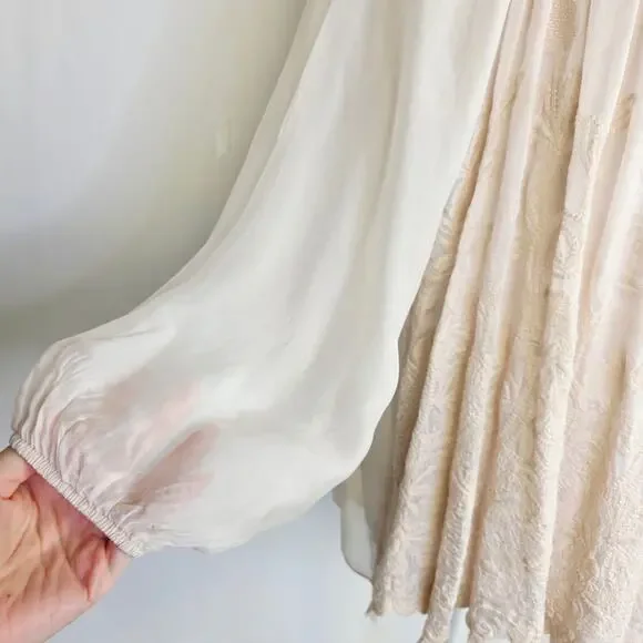 Angela Italy Silk Blouse Large Pink Embroidered Boho Peasant Cottage Coquette - Picture 10 of 16